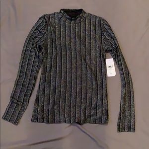 Guess long sleeve silver striped top